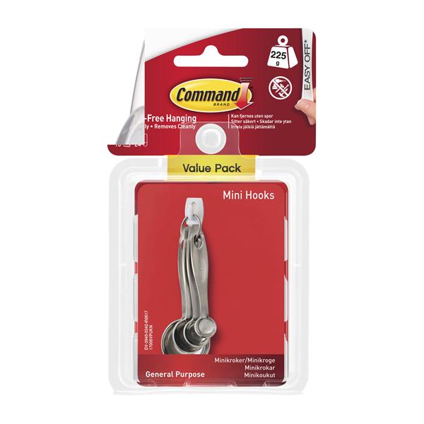 3M Command Mini Hooks Value Pack - Clear