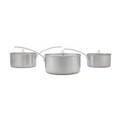 Stellar Eclipse 3 Piece Saucepan Set with tri-ply stainless steel, induction compatible, oven safe, from Keans Claremorris