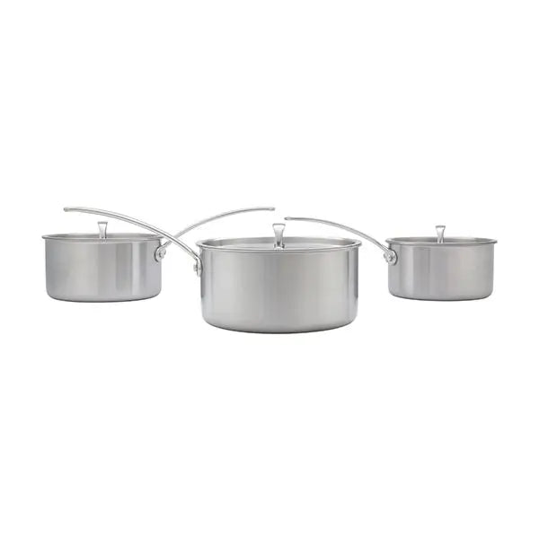 Stellar Eclipse 3 Piece Saucepan Set with tri-ply stainless steel, induction compatible, oven safe, from Keans Claremorris