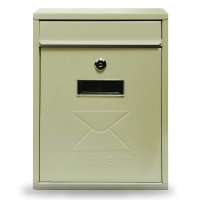 Manor Cream Steel Postbox with hinged rainproof letterflap, lockable front door, wall-mounted – available at Keans