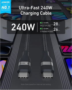 Anker USB-C to USB-C Cable 240W 6ft Black | A82E2H12