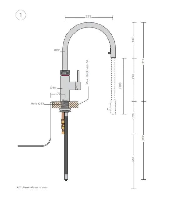 Quooker 3XRCO PRO3 Flex 3-in-1 Boiling Water Tap in Rose Copper – Keans Claremorris