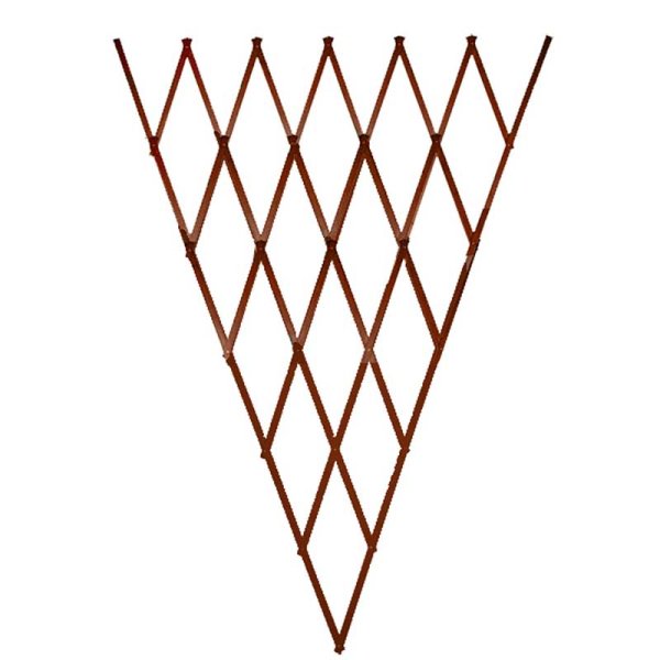 Heavy duty tan wooden expanding fan trellis 1.8x0.9m with aluminium rivets, sturdy timber, supports climbing plants – Keans