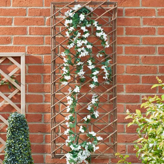 Heavy Duty Framed Willow Trellis Square 1.2x0.45m for garden support, durable natural wood - Keans Claremorris