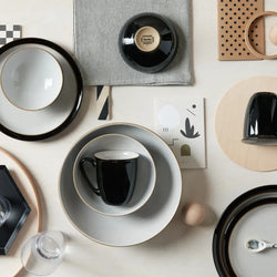 Denby Elements Black Coffee Beaker Mug, sleek ceramic design, perfect for hot beverages – available at Keans Claremorris.