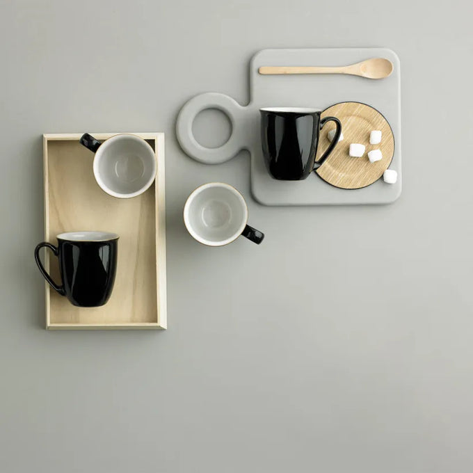 Denby Elements Black Coffee Beaker Mug, sleek ceramic design, perfect for hot drinks – available at Keans Claremorris.