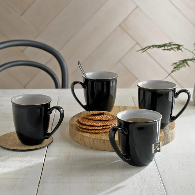 Denby Elements Black Coffee Beaker Mug, sleek ceramic design, perfect for hot beverages – available at Keans Claremorris.