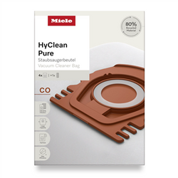 Miele HyClean Pure CO dust bags 4-pack, 99.99% filtration, eco-friendly, for Guard M1 vacuums – available at Kean’s