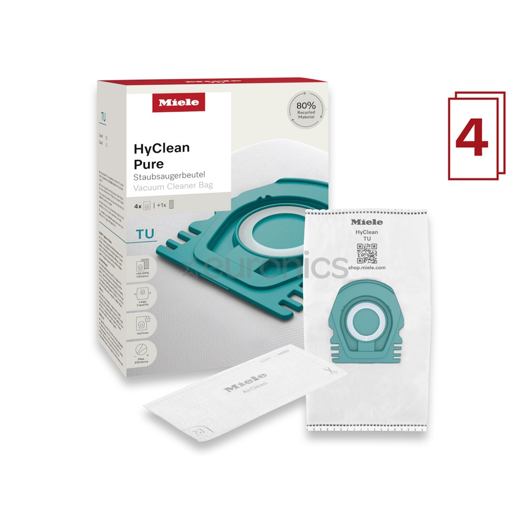 Miele HyClean Pure TU 4 pcs dust bags for vacuum cleaners – durable, high-efficiency filtration | Keans Claremorris