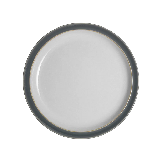Denby Elements Fossil Grey handcrafted stoneware dinner plate, oven and dishwasher safe, available at Keans Claremorris.