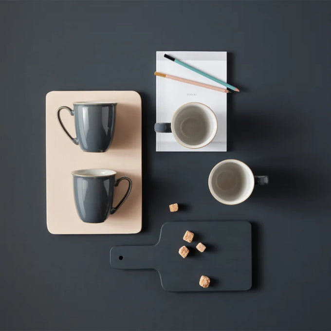 Denby Elements Fossil Grey Coffee Beaker Mug, durable stoneware, stylish design – available at Keans Claremorris.