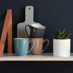 Denby Elements Fossil Grey Coffee Beaker Mug, durable stoneware, stylish design - available at Keans Claremorris