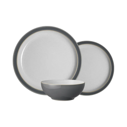 Denby Elements Fossil Grey 12 Piece Tableware Set with stoneware finish, available at Keans Claremorris.