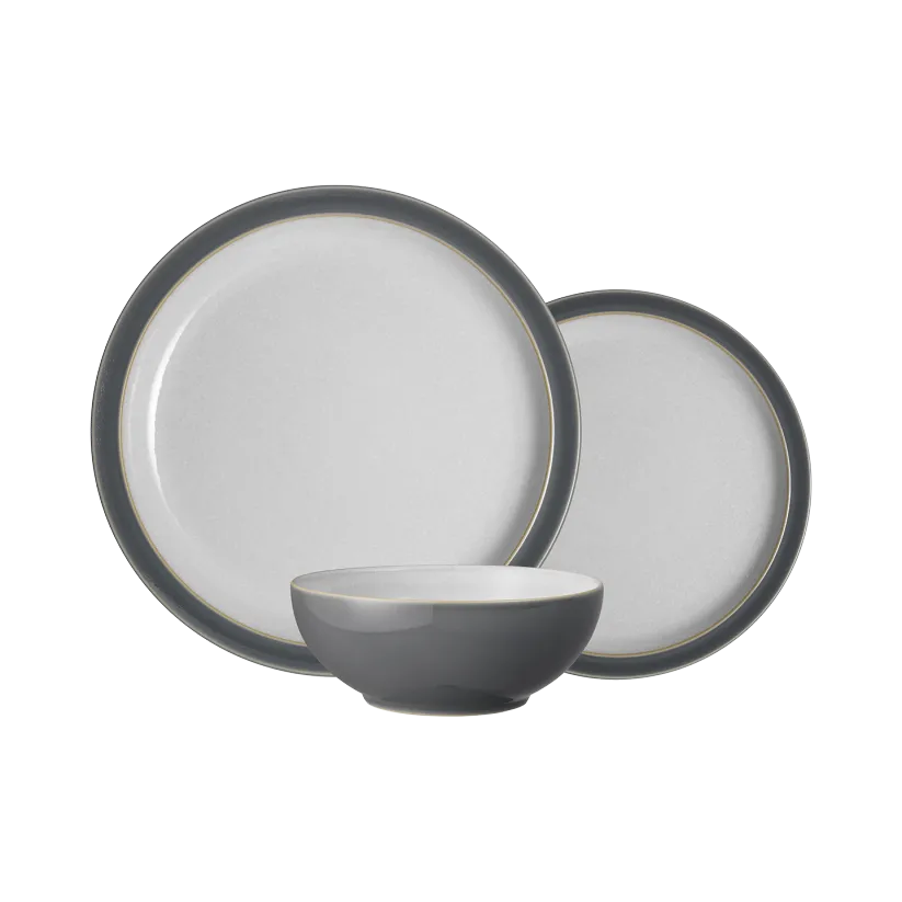 Denby Elements Fossil Grey 12 Piece Tableware Set with stoneware finish, available at Keans Claremorris.