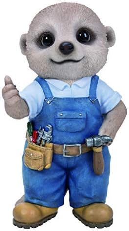 Blue painted Baby Meerkat Handyman garden decoration, floor mount, indoor/outdoor, 88mm tall – Keans Claremorris