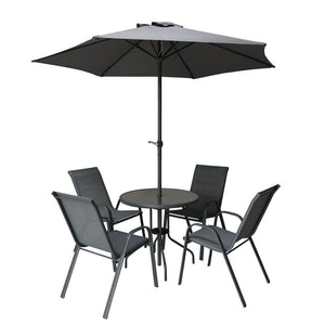 Florence 4 Seater Round Dining Set with Parasol