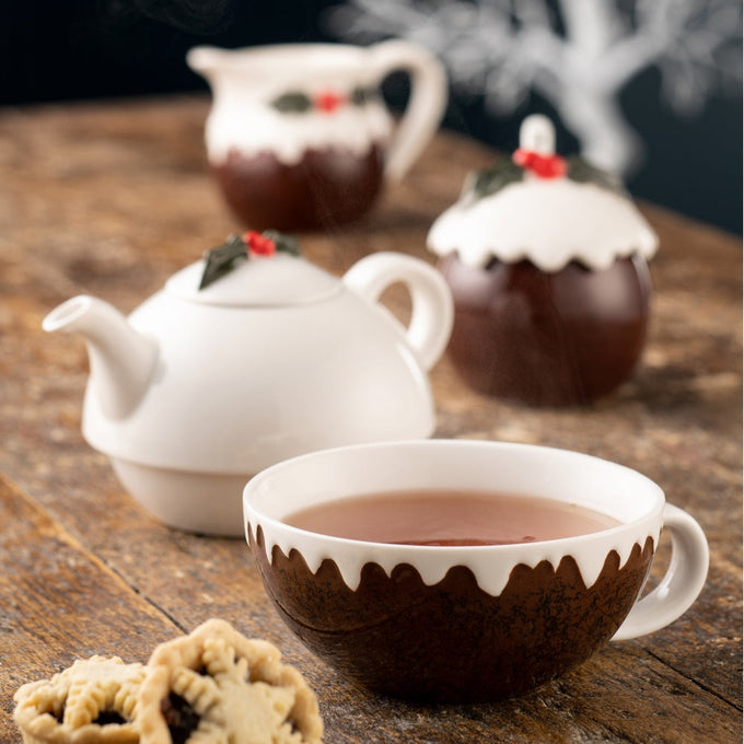 Belleek Living Christmas Pudding Tea for One set – festive ceramic mug and plate, perfect holiday gift | Keans Claremorris