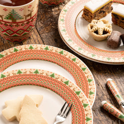 Aynsley Christmas jumper tea and dessert plates set of 4, festive design, available at Keans Claremorris.