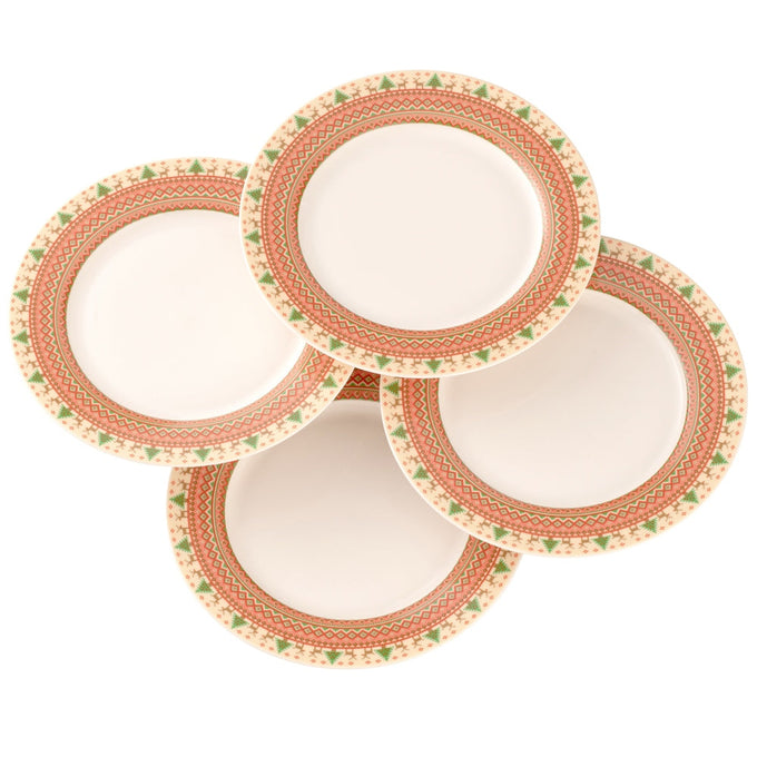 Aynsley Christmas Jumper set of 4 fine china tea/dessert plates, festive design, microwave and dishwasher safe, Kean’s