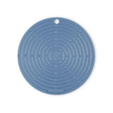 Le Creuset Round Cool Tool Chambray silicone heat-resistant mat, pot holder, jar gripper – versatile kitchen accessory at