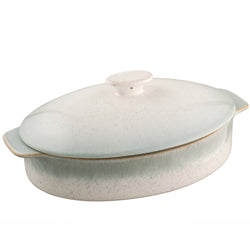 Belleek Living Tivoli Oval Lidded Baker, durable blue-grey stoneware, oven-to-table, microwave and dishwasher safe, Kean’s