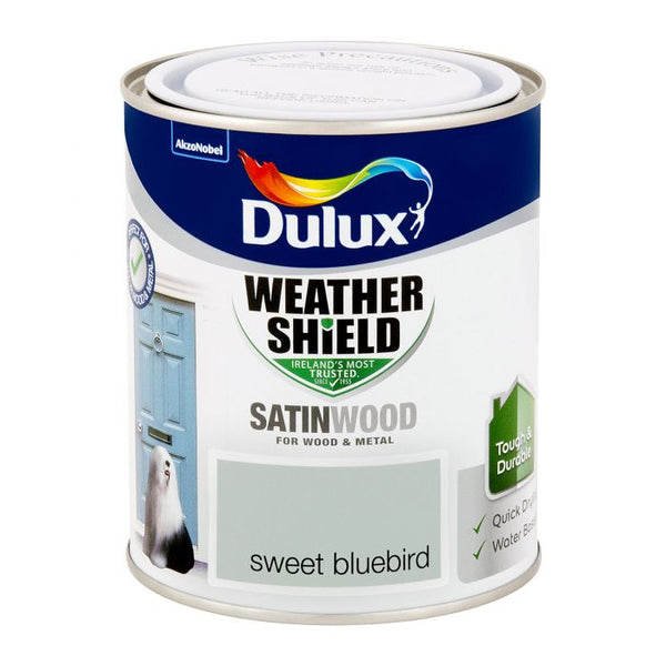 Dulux Weathershield Satinwood Bluebird 750ml, tough, weatherproof, quick-drying exterior paint – Keans Claremorris