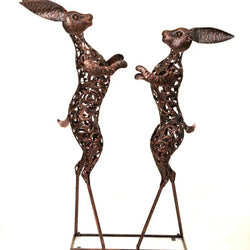 Bronze Boxing Hares Sculpture