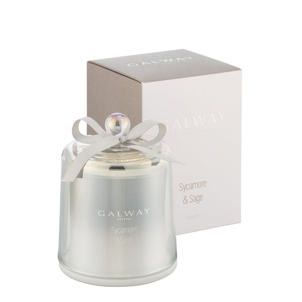 Galway Crystal Sycamore & Sage Bell Jar Candle, 30hr burn, 9x12cm, fresh woody scent, boxed – Keans Claremorris