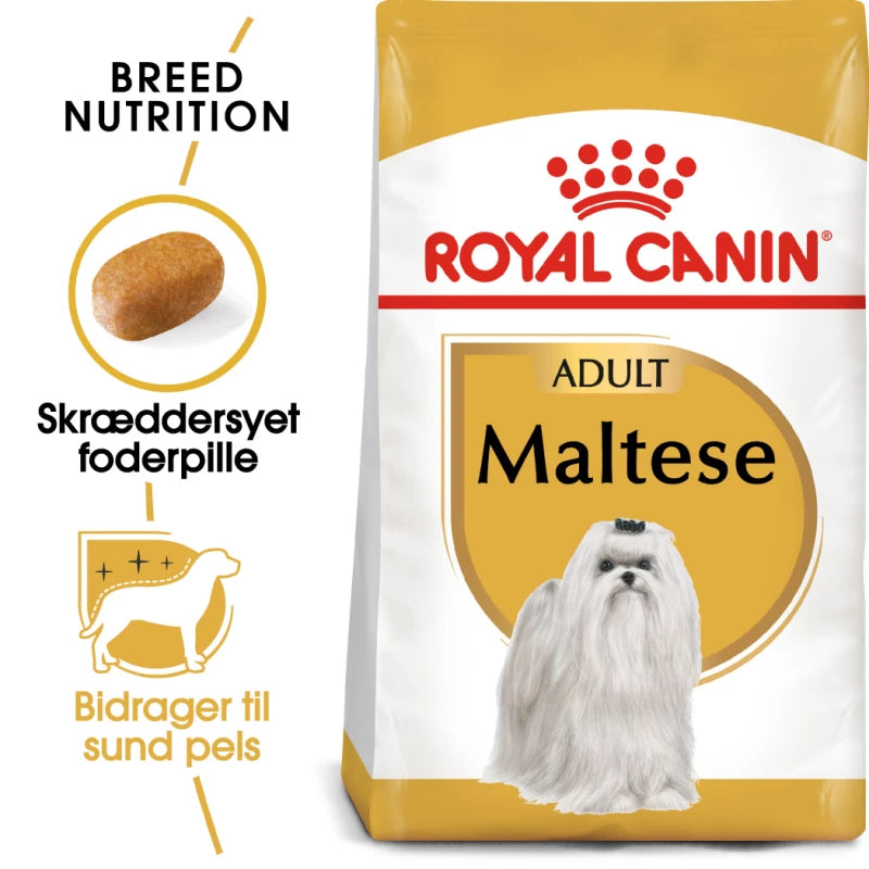 Royal Canin Maltese dog food 1.5kg bag, specialized nutrition for Maltese breed, available at Keans Claremorris.
