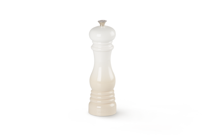 Le Creuset Classic 21cm Meringue Salt Mill with adjustable ceramic grinder, durable ABS plastic – available at Keans