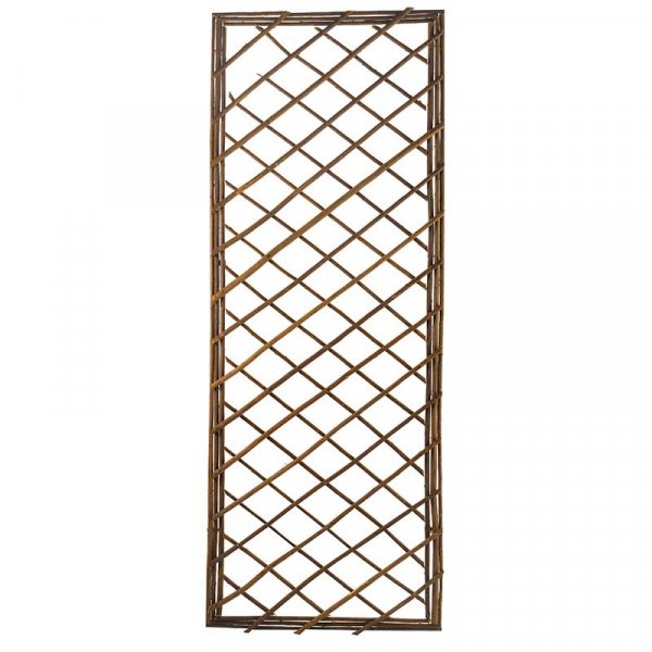 Extra strong framed willow trellis 1.8x0.6m, expandable wooden lattice with aluminium rivets for climbing plants – Keans