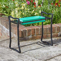Folding kneeler seat with cushioned pad and sturdy frame for gardening, from Keans Claremorris store.