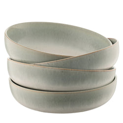Set of 4 Belleek Living Tivoli stoneware pasta bowls with blue-grey reactive glaze, oven and dishwasher safe, from Kean’s