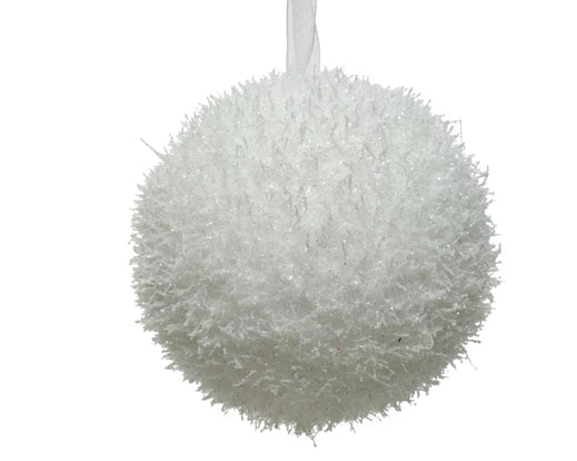 Ice Finish Foam Bauble – White 8cm - Image 1