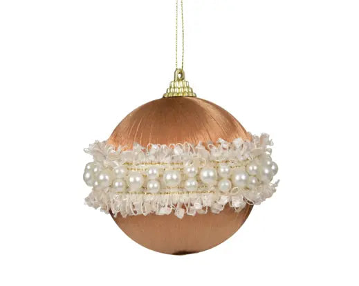 Pearl Bauble – Brown Silk Finish 8cm - Image 1