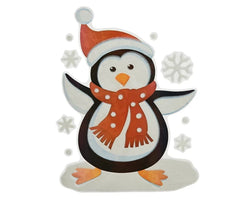 PVC Flock Window Decoration – Polar Bear, Penguin & Santa 3 ass