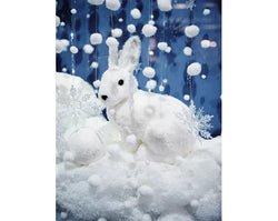 Rabbit white ceramic figurine, 29cm tall – decorative home decor by Keans Claremorris.