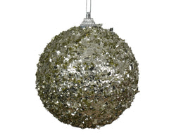 Rosemary Green Bauble 10cm foam ornament with beads and sequins, sold singly at Keans Claremorris