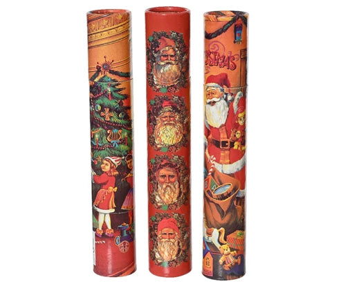 Festive Poplar Wood Matches Box of 60, 30cm long, assorted Santa designs, decorative tube – Keans Claremorris