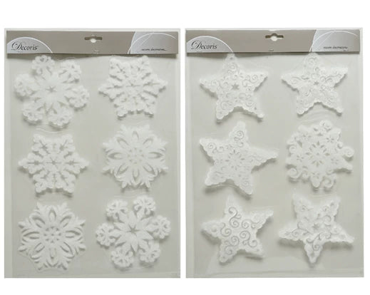 Window decoration with snowflake and star designs, lightweight, 40cm tall, festive indoor window décor – Keans Claremorris