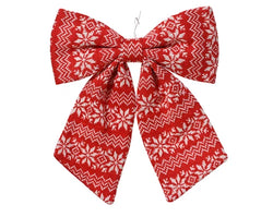 Red & White Polyester Bow 22cm