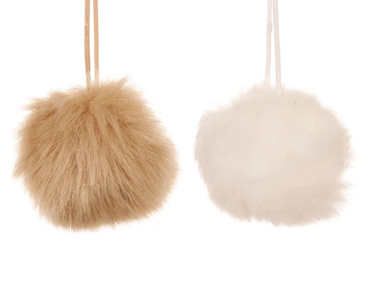 Fluffy Fur Bauble – 2 Assorted Colours d8cm 