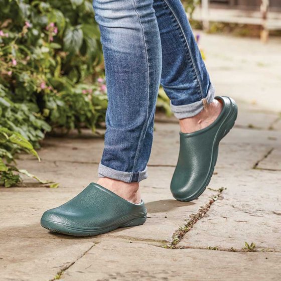 Comfi Garden Clogs Green S12 with soft sole, slip-on comfort, easy to clean – available at Keans Claremorris.