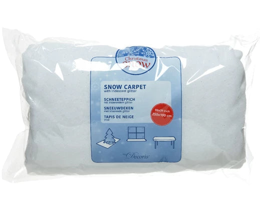 Snow Carpet white/iris glitter polyester mat 250x100cm, soft, reusable, perfect for Christmas décor – Keans Claremorris