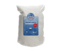 White Snowflakes PE Bag with festive design, durable plastic material – available at Keans Claremorris.