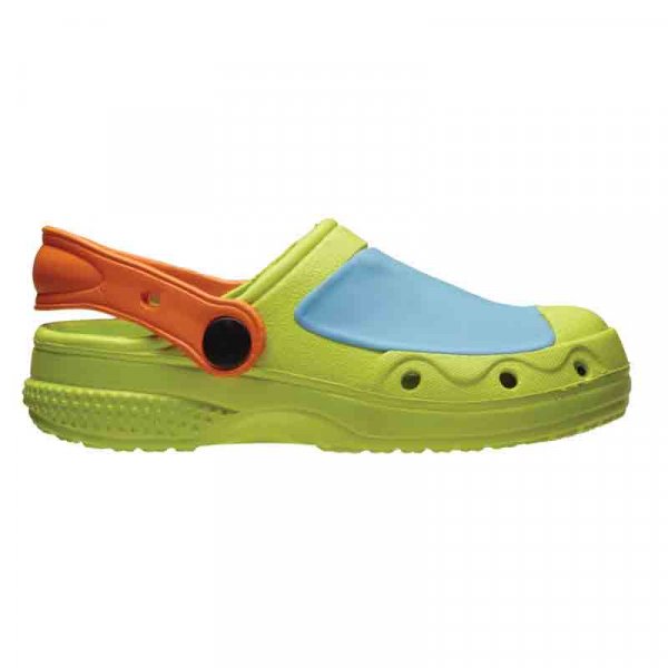 Junior Comfi Clogs 10-11, colorful lightweight EVA kids shoes with secure heel strap, perfect for active play – Keans