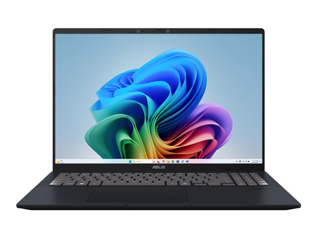 Laptop with colorful display on a white background