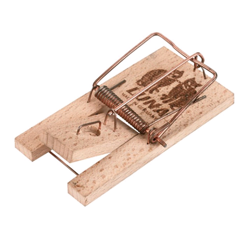 Wooden mouse trap with raised platform, pine color, manual rodent control, 12-month warranty – Keans Claremorris.