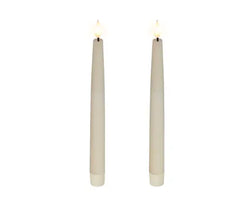 LED Realistic Wick Dinner Candles – Set of 2 (Cream/Warm White 2.2 × 24.5cm) BO Indoor