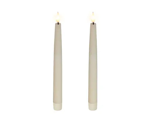 LED Realistic Wick Dinner Candles – Set of 2 (Cream/Warm White 2.2 × 24.5cm) BO Indoor - Image 2